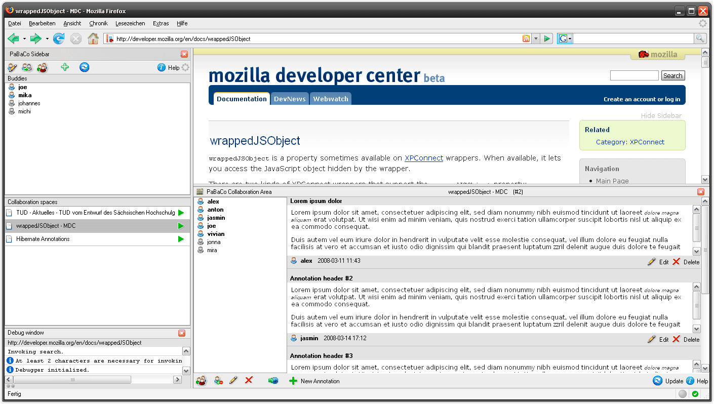 Anwendungsübergreifende Web-2.0-Kollaborationsmuster